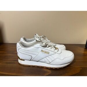 REEBOK Classic White Gold Trim Sneakers 7.5 Wide